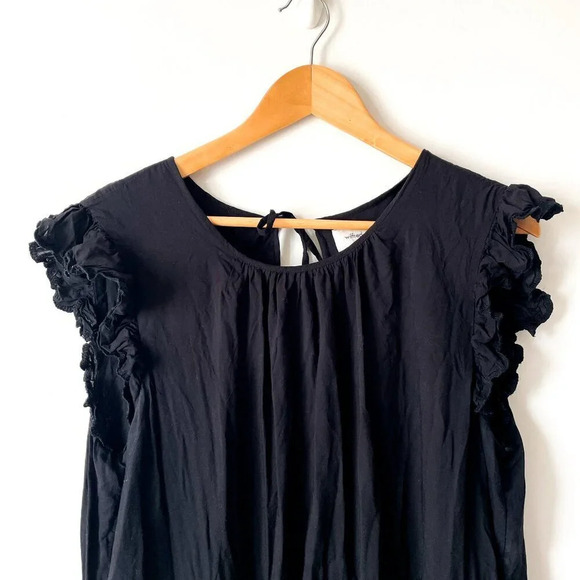 Aritzia Wilfred La  Boheme Sidonie Ruffled Scalloped Dress Black Size Large - Picture 4 of 8